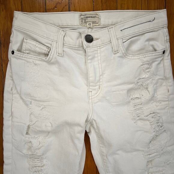 CURRENT/ELLIOTT The High Waist Straight Destroyed Jeans Super Salty Repair 27 - Picture 4 of 15